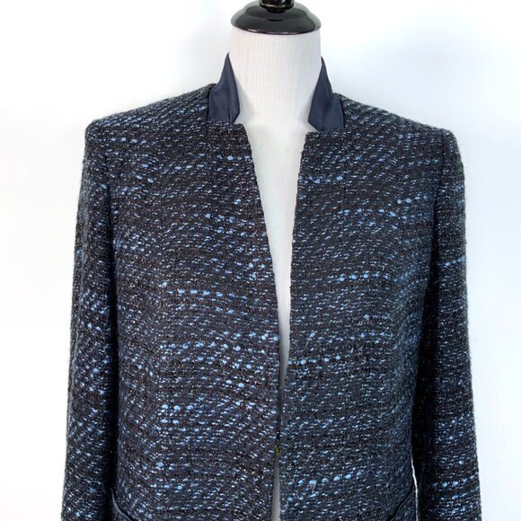 Elie Tahari Tori Blue Metallic Tweed Blazer Sz 10 - Picture 6 of 16